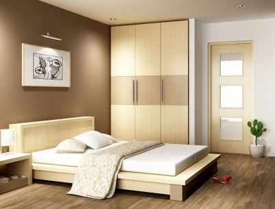 Phòng ngủ phong cách Hàn Quốc với sàn gỗ và giấy dán tường Hải phòng