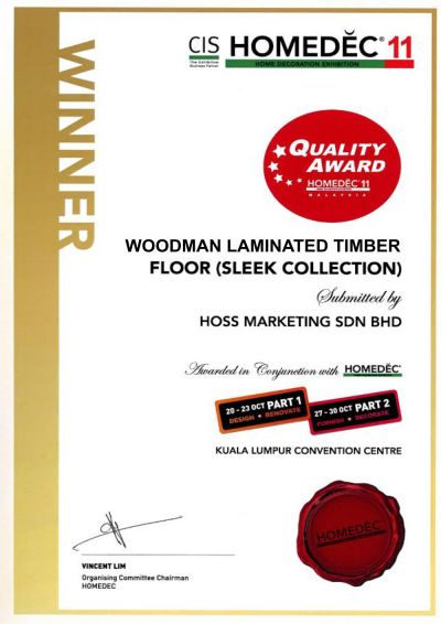 Sàn gỗ Hải Phòng cung cấp Sàn gỗ Woodman đạt chứng chỉ Homedec'11 Quality Award 